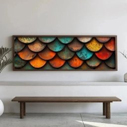 Tablou decorativ MDF/lemn de pin 40x120x3.5 cm, MDF 3mm, rama pin 100%, imprimare UV, format panoramic, multicolor - Verificat A · Re-Bloom