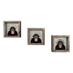 Wallxpert set 3 tablouri decorative cu rama, 3x15x15 cm, MDF 3mm, imprimare UV, cadru lemn pin 3.5cm, multicolor - Verificat A · Re-Bloom