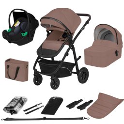 Carucior 3 in 1, lionelo, bianka, transformabil, cadru aluminiu, cu landou si salteluta moale, cu scoica auto, cu multiple accesorii, sustine 22 kg, 0 luni+, en1466:2014+ac:2015, en1888, bej taupe