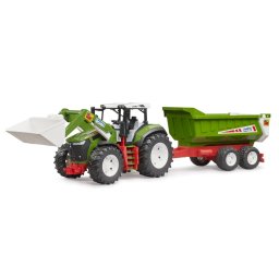Bruder tractor roadmax cu incarcator frontal si remorca basculabila