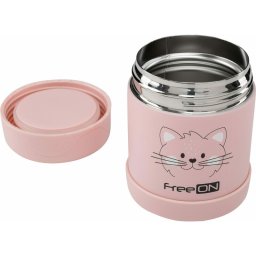 Termos, freeon, pentru alimente solide, din otel inoxidabil, mentine cald pana la 12 ore si rece pana la 24 ore, pink kitty