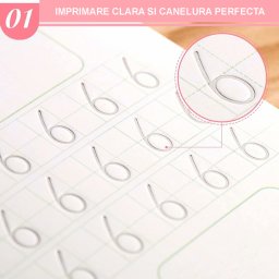 Set 4 caiete in limba romana si stilou magic pentru scris si desenat, rechizite scolare, multicolor, 19 cm X 13 cm