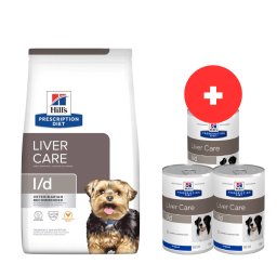 HILL'S Prescription Diet Canine l/d Liver Care 10 kg afectiuni hepatice + 3 x 370g hrana GRATIS