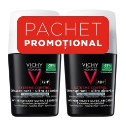 Deodorant roll-on antiperspirant control extrem pentru barbati eficacitate Vichy, 72h (Concentratie: Roll-On, Gramaj: 2 x 50 ml)