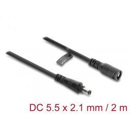 Cablu prelungitor alimentare 5.5 x 2.1mm cu blocare T-M 2m Negru, Delock 67390