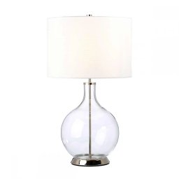 Veioză Orb ORB-CLEAR-AB-WHT, 1xE27, H67cm, D36cm, metal nichel, textil alb