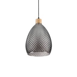Pendul Bergen-1 Sp1, 1x60W E27, D:240 mm H min 380 / max 2380 mm, metal negru, sticlă fumurie