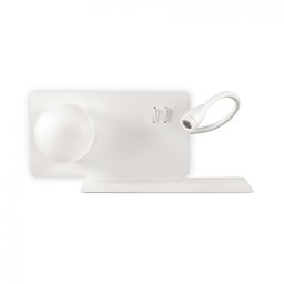 Lampă citit etajeră albă stânga cu încărcător USB, LED reader și 2 comutatoare, Book-2 Ap2 Bianco 174822