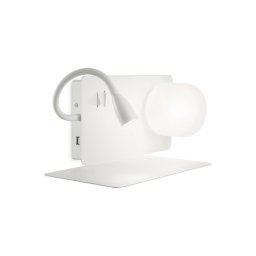 Lampă citit etajeră albă dreapta cu încărcător USB, LED reader și 2 intrerupatoare, Book-1 Ap2 Bianco 174792