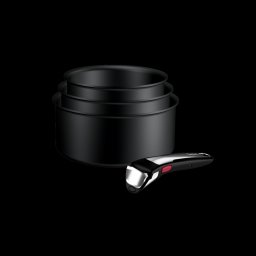 Set 4 piese Tefal Ingenio Excellence+ P0079002, cratita de 16/18/20 cm, maner detasabil, tehnologie FUSIONCORE, Thermo-Signal™, invelis antiaderent, aluminiu. inductie, negru