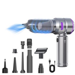 Aspirator auto 4 în 1 portabil, 16000 Pa, baterie 6000 mAh, gri-violet