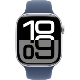 Smartwatch Apple Watch Series 10, Smartwatch (silver, aluminum, 46 mm, sports strap Denim M/L)
