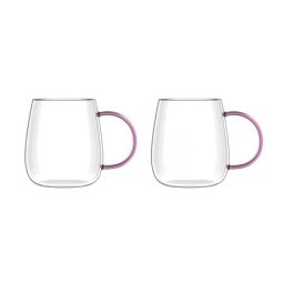 Vialli Design - Bolla Set of 2 Cups with Pink Handle 400ml