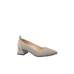 Pantofi damă Dogati, cu toc jos stilat, gri vizon, din piele naturală MIR1389-38 EU