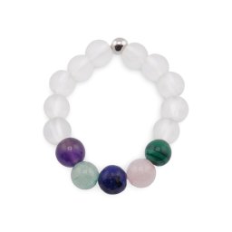 Inel pe elastic cu cristale naturale si argint 925 pentru zodia Taur, 4mm