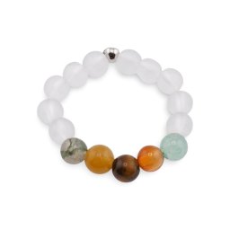 Inel pe elastic cu cristale naturale si argint 925 pentru zodia Gemeni, 4mm