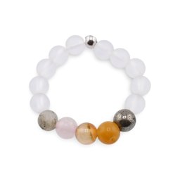 Inel pe elastic cu cristale naturale si argint 925 pentru zodia Leu, 4mm