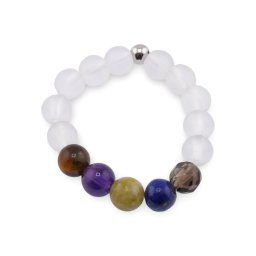 Inel pe elastic cu cristale naturale si argint 925 pentru zodia Fecioara, 4mm