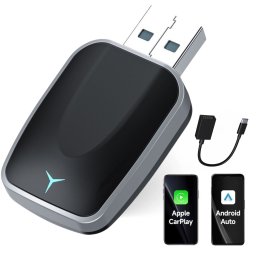 Adaptor Wireless 2-in-1 Apple CarPlay & Android Auto Techstar® M17 – USB/USB-C (Adaptor inclus), Wi-Fi 5.8GHz + Bluetooth, Plug & Play, Mini Compact