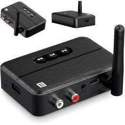 Adaptor RX Receptor Audio Bluetooth 5.4 Techstar® M60, Imperechere NFC, AUX + RCA, Redare USB, Type-C, Flash Drive, Microfon Integrat, HiFi, 10m
