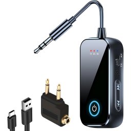 Adaptor Audio Bluetooth 6.0 Techstar T80 TX/RX 2in1, Jack 3.5mm, Dual Connection, Microfon, USB-C, pentru TV/PC/Auto/Avion