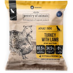 COUNTRY OF ANIMALS Turkey with Lamb M 50g curcan și miel, hrană uscată câini