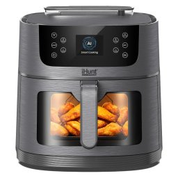 Friteuza cu Aer Cald si Rotisor iHunt Bro Air Fryer AI Steam, 8L, 1800W, AI Steam, Wi-Fi, 12 Programe AI, Control prin Aplicatie, Ecran Digital