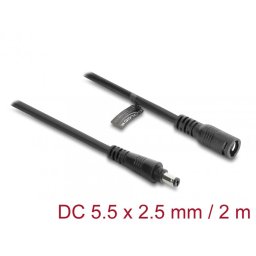 Cablu prelungitor alimentare 5.5 x 2.5mm cu blocare T-M 2m Negru, Delock 67393