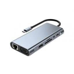 Docking station USB type C la HDMI 4K30Hz/VGA/Gigabit Ethernet/3x USB 3.2-A/1x USB 2.0-C/1x slot SD/1x Audio + PD, Value 12.99.1143
