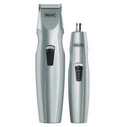 Set Aparat de Tuns Barba Wahl 05606-308 si Trimmer pentru Nas si Urechi Argintiu