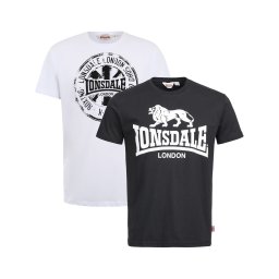 LONSDALE Tricou 'Dildawn' negru / alb