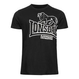LONSDALE Tricou 'Langsett' negru / alb