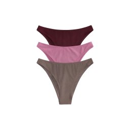The Set Slip costum de baie gri taupe / roz / roșu vin