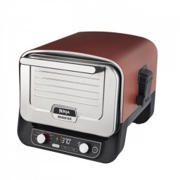 Cuptor electric pentru exterior Ninja Woodfire OO101EU, 2400W, 8 programe, Timer, Afisaj LED, Oprire automata, Rosu/Negru