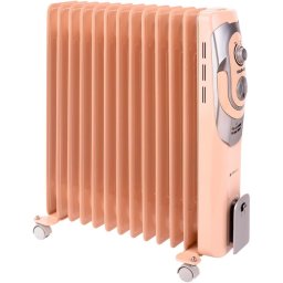 Calorifer electric cu ulei 2500 W, 13 Elementi, 5 Canale de ulei, 3 Nivele de putere, Termostat reglabil, Protectie supraincalzire, Indicator luminos, Crem