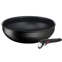 Set de 2 piese Tefal Ingenio Eco Resist L3979302, tigaie wok 26 cm, mâner detașabil, indicator Thermo Signal, înveliș antiaderent Titanium Anti-Scratch, compatibil cu inducția, negru
