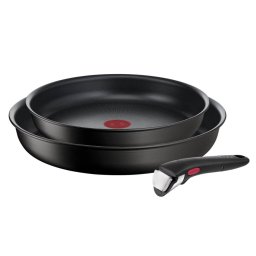 Set de 3 piese Tefal Ingenio Eco Resist L3979102, tigaie de 24/28 cm, mâner detașabil, înveliș antiaderent Titanium Anti-Scratch, indicator Thermo-Signal™, compatibil cu inducția