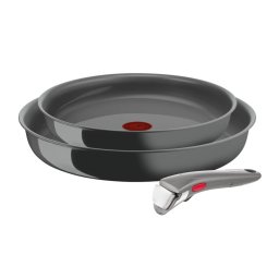 Set de 3 piese Tefal Ingenio Renew L2609502, tigaie de 24/28 cm, mâner detașabil, înveliș antiaderent, indicator Thermo-Signal™, gri