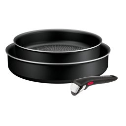 Set de 3 piese Tefal Ingenio Generous Cook L3129053, tigaie de 22/26 cm, mâner detașabil, indicator Thermo Signal, înveliș antiaderent Titanium