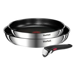 Set 3 piese TEFAL Ingenio Emotion L897S374, inducție (2 tigăi 24 cm & 28 cm, 1 mâner detașabil ), Tehnologia Thermo-Signal, inox