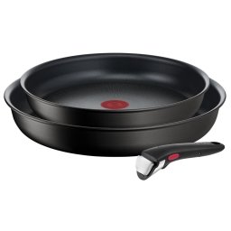 Set 3 piese (tigaie 24/28 + maner) Ingenio Unlimited Tefal L7638942, aluminiu, negru