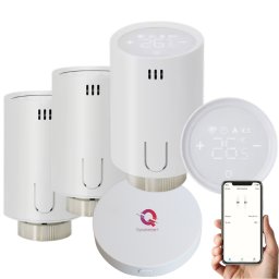 Control Smart radiatoare, 3x Cap termostatat QTV20, Gateway Hub, Wireless, Wifi