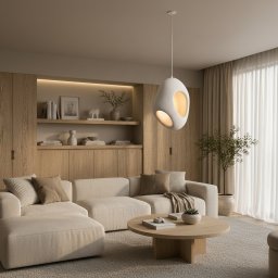 Lustra suspendata moderna FOAMER Magno, 57 cm, alb, E27, înaltime reglabila