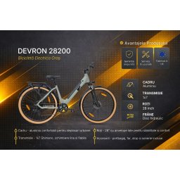 Bicicleta electrica urbana Devron 28200, 28 inch, marimea M, gri închis