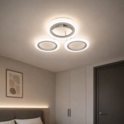 Lustra LED Mara 27W cu 3 cercuri, lumina neutra, alb, design modern