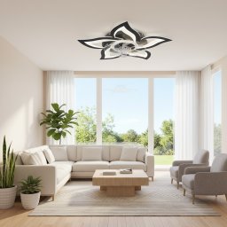 Lustra LED cu ventilator ANEMO, telecomanda, 49W, D85 cm, negru