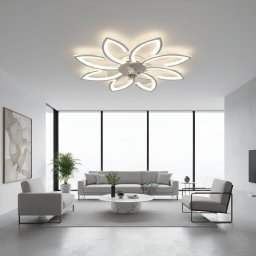 Lustra LED Ventilator ANEMO cu Telecomanda, 48W, D87cm, Lumina Rece/Neutra/Calda, Metal si Plastic, Alb