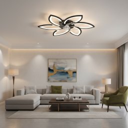 Lustra LED cu ventilator ANEMO, telecomanda, 36W, 76,5 cm, negru