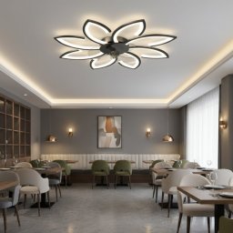 Lustra LED cu ventilator ANEMO si telecomanda, 47W, 87 cm, neagra