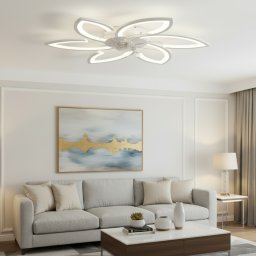 Lustra LED cu ventilator ANEMO si telecomanda, 36W, 76,5 cm, alba